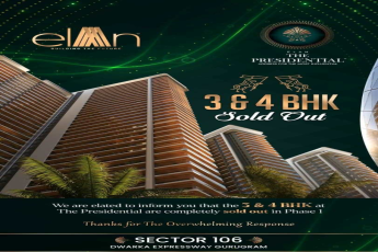 We are elated to inform you that the 3 & 4 BHK at Elan The Presidential are completely sold out in Phase 1