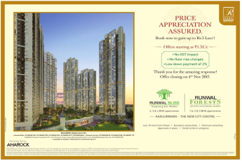 Price appreciation assured, book now and gain up to Rs. 5 Lacs at Runwal Projects in Mumbai