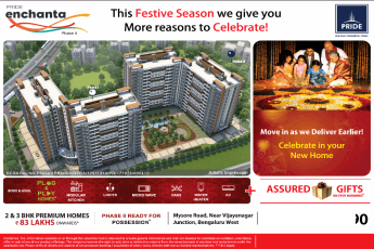 Book 2/3 BHK premium homes RS 83 lakh at Pride Enchanta in Bangalore