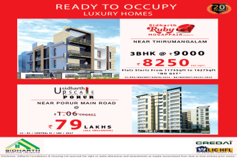 Ready to occupy luxury homes at Sidharth Upscale in Chennai