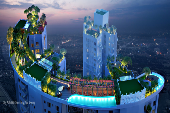 Sky walk with swimming pool evening in Siddha Sky