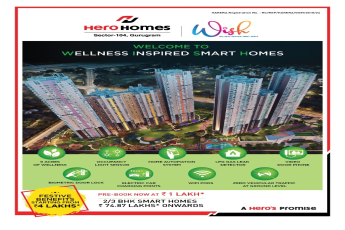 Pre-book now Rs 1 Lac at Hero Homes in  Sector 104, Gurgaon