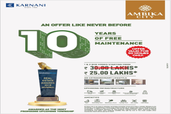Avail 1 & 2 bhk homes at Rs. 25 lakhs at Karnani Ambika City in Bhiwandi