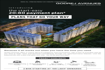 Introducing the start-easy 20:80 payment plan at Godrej Avenues, Yelahanka in Bangalore