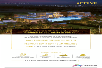 2, 3 and 4 BHK starting from Rs 1.2 Cr at Godrej Prive in Gurgaon