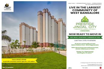 Last few units available at Prestige Jindal City in Tumkur Road, Bangalore