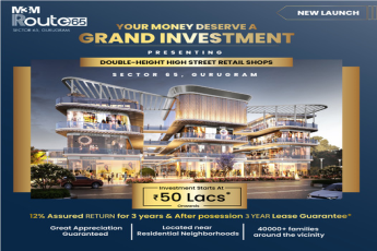 M3M Route 65 Offers high street premium retial shops Rs 50 Lacs In Sector 65, Gurgaon.