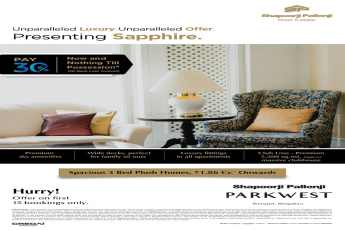 Pay 30% now & nothing till possession Shapoorji Pallonji Parkwest in Bangalore