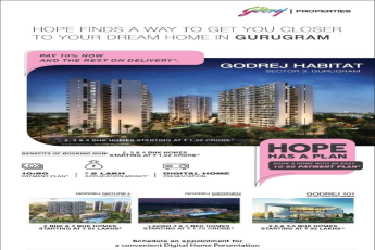 Pay 10% now and the rest on delivery at Godrej Habitat in Gurgaon