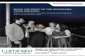 Relax in private, wraparound balcony with a panoramic view at Mahindra Luminare, Gurgaon