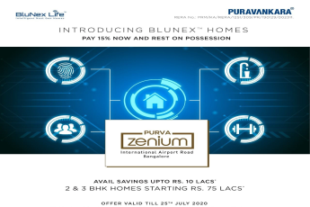 Introducing blunex homes pay 15% now rest on possession at Purva Zenium, Bangalore