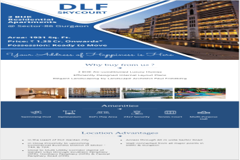 Book 3 bhk residential apartments at Rs 1.35 Cr. at DLF Skycourt in Gurgaon