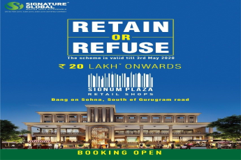 Retail shop bang on Sohna at Signature Signum Plaza in Gurgaon