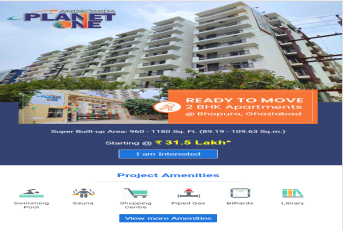 Ready to move in 2 BHK apartments Rs 31.5 Lac onwards at Andromida Planet One, Ghaziabad
