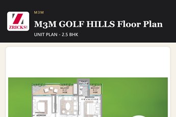 M3M GOLF HILLS Floor Plan: 2.5 BHK (1420 sq ft) With Study