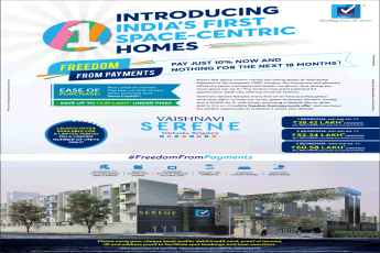 Pay just 10% now and nothing for the next 18 months at Vaishnavi Serene, Bangalore