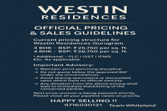 Official Pricing Announcement for Westin Residences Gurugram || Secure Your 3 or 4 BHK Today || Priority Closing for Upcoming Price Revision