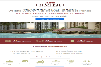 Hurry 2 & 3 BHK starting Rs 64.68 Lac at Ace Divino, Sector 1, Greater Noida West