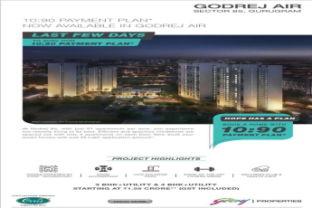 10:90 payment plan now available at Godrej Air in Gurgaon