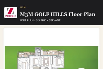 M3M GOLF HILLS Floor Plan: 3.5 BHK (2090 sq ft) With Servant