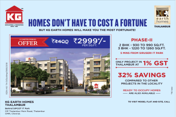 KG Earth Homes a limited offers Rs 2999 per sqft in Chennai