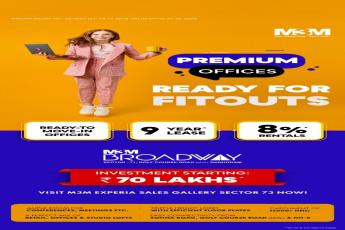 Premium offices ready for fitouts at M3M Broadway in Sector 71, Gurgaon