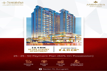 Discover Ultra Luxury at Ambrosia || New 3 & 4 BHK Starting ₹4.11 CR in Gurugram || Flexible Payment Plan: 25:25:50