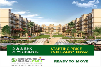 Ready to move 2 & 3 BHK apartments price starts Rs 50 Lac at Signature Global Park in sector 36, Sauth of Gurgaon