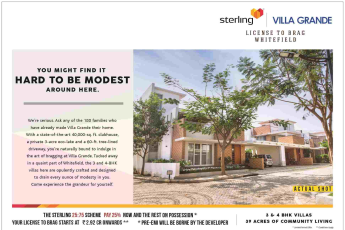 Get your license to brag with the special Sterling 25:75 scheme at Sterling Villa Grande in Bangalore