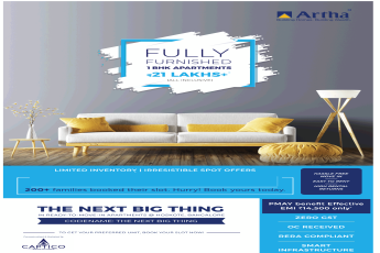 Furnished 1 BHK apartments Rs 21 Lakh onwards at Artha Emprasa in Bangalore