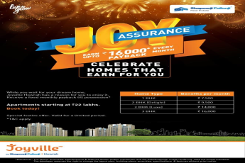 Book apartment & earn upto Rs. 16,000 payback per month at Shapoorji Pallonji Joyville in Kolkata