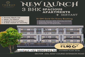Trehan Luxury Floors Unveils Spacious 3 BHK + Servant Apartments in Sector 63A, Gurgaon