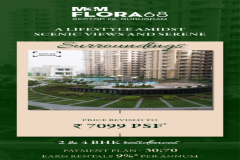 Payment Plan 30:70, earn rentals 9% per annum at M3M Flora 68, Gurgaon