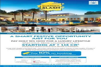 Pay 10% on booking balance payment on offer of possession at Emaar Palm Heights in Gurgaon