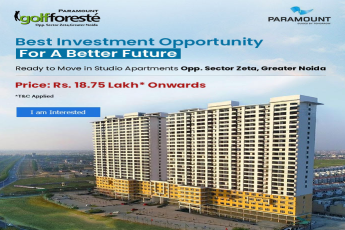 Ready to move in studio apartments Rs 18.75 Lac at Paramount Golf Foreste in Greater Noida