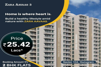 Booking amount 5% 2BHK flats at Zara Aavaas 3 in Sector 104, Gurgaon