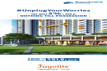 Book 2 bhk apartment starting at Rs 51 lakh at Shapoorji Pallonji Joyville in Virar, Mumbai
