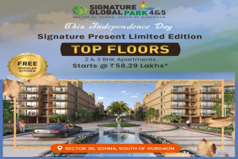 Top floor 2 and 3 BHK apartments starts Rs 58.29 Lac at Signature Global Park 4 & 5 in Sector 36, Sauth of Gurgaon