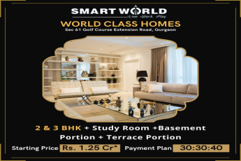 2&3 BHK + Study Room + Basement + Terrace @ Rs 1.25 Cr. at Smart World in Sector 61 Golf Course Ext. Road, Gurgaon