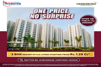 Book 3 BHK resort style living starting Rs 1.29 Cr at Microtek Greenburg in Sector 86 Gurgaon