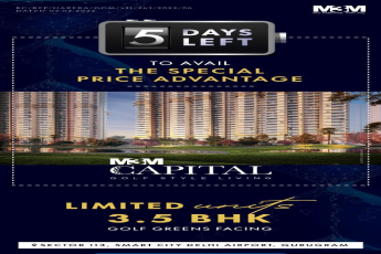 5 day left to avail the spacial price advantage at M3M Capital in Sector 113, Gurgaon