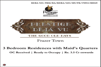 3 bedroom residences with maid's quarters at Prestige Deja Vu in Bangalore
