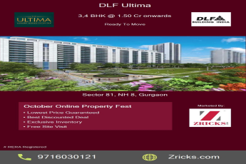 DLF Ultima offers 3/4 BHK Fully Loaded ready to move luxury Homes in Gurgaon