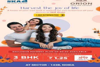 Hurry 3 BHK semi-furnished apartments starting from Rs 1.25 Cr. onwards at SKA Orion in Sector 143, Noida