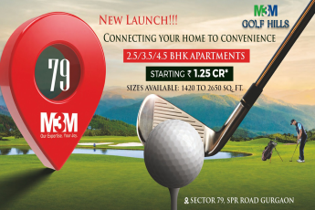 M3M Golf Hills 2 new launch premium apartments Rs 1.25 Cr* Onwards.In Gurgaon