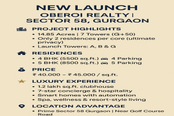 Discover Luxury at Oberoi Realty Gurgaon || Invest in Oberoi Realty Sector 58 Today || Explore Oberoi Realty's New Launch