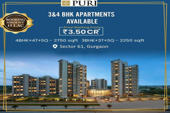 Buy Puri Aravallis Luxuri Aparments start at 3.50 Cr at Golf Course Road, Sec - 61, Gurgaon