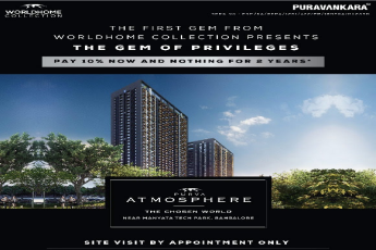 Pay 10% now and nothing till for 2 years at Purva Atmosphere in Bangalore