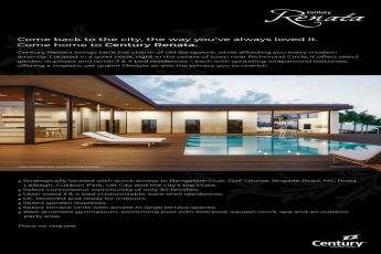 Come back to the city, the way you've always loved it, come home to Century Renata at Bangalore