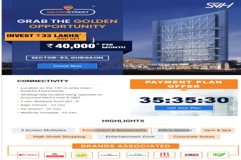 Invest Rs 33 Lac and get Rs 40,000 per month at SVH 83 Metro Street, Gurgaon